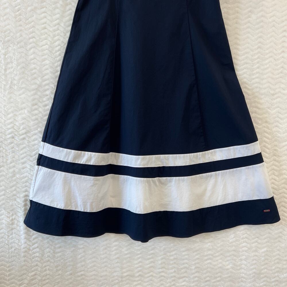 Tommy Hilfiger Navy Blue Off Shoulder Feminine Old Money Midi Dress Womens Small - Picture 3 of 14
